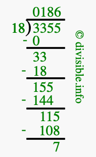3355 divided by 18 using long division