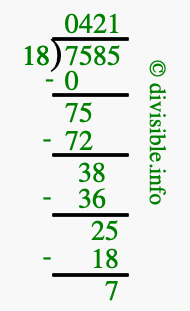 7585 divided by 18 using long division
