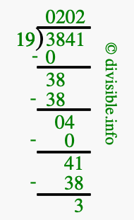 3841 divided by 19 using long division