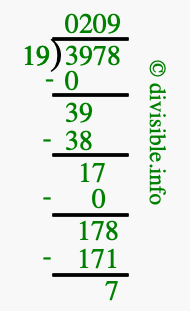 3978 divided by 19 using long division