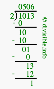 1013 divided by 2 using long division