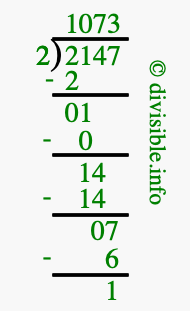 2147 divided by 2 using long division