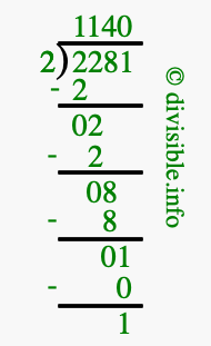 2281 divided by 2 using long division