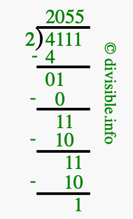 4111 divided by 2 using long division