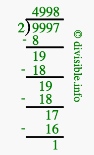 9997 divided by 2 using long division