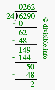 6290 divided by 24 using long division