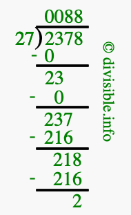 2378 divided by 27 using long division