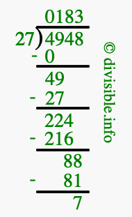 4948 divided by 27 using long division