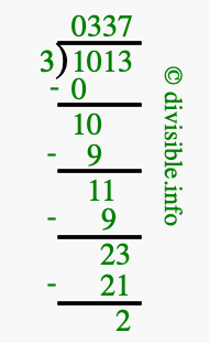 1013 divided by 3 using long division