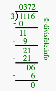 1116 divided by 3 using long division