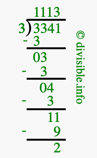3341 divided by 3 using long division