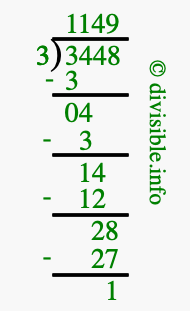 3448 divided by 3 using long division