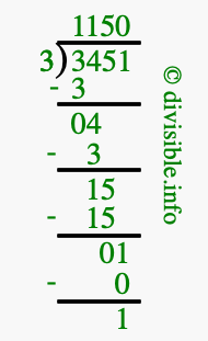 3451 divided by 3 using long division