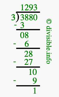 3880 divided by 3 using long division