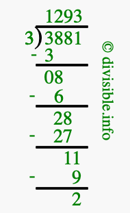 3881 divided by 3 using long division