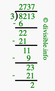 8213 divided by 3 using long division