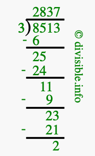 8513 divided by 3 using long division
