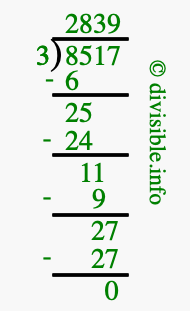 8517 divided by 3 using long division