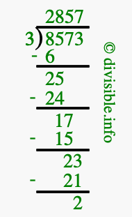 8573 divided by 3 using long division