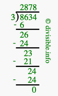 8634 divided by 3 using long division