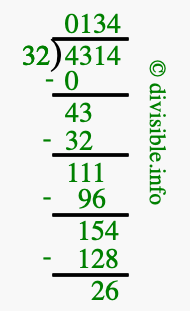 4314 divided by 32 using long division