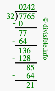 7765 divided by 32 using long division