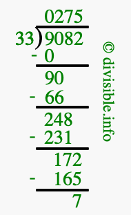 9082 divided by 33 using long division