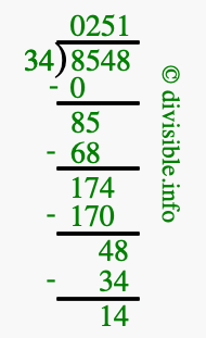 8548 divided by 34 using long division