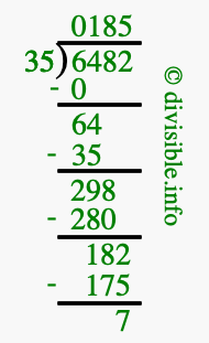 6482 divided by 35 using long division