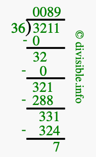 3211 divided by 36 using long division