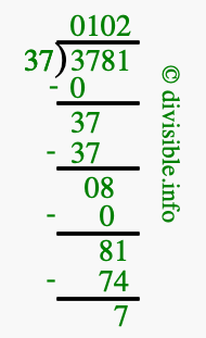 3781 divided by 37 using long division