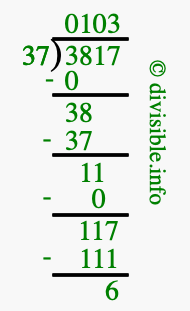3817 divided by 37 using long division