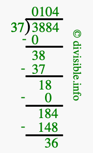 3884 divided by 37 using long division