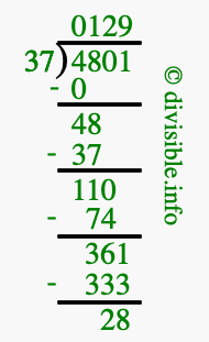 4801 divided by 37 using long division
