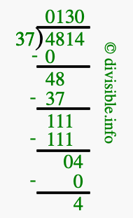 4814 divided by 37 using long division