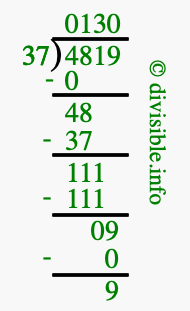 4819 divided by 37 using long division