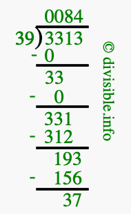 3313 divided by 39 using long division