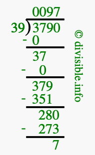 3790 divided by 39 using long division