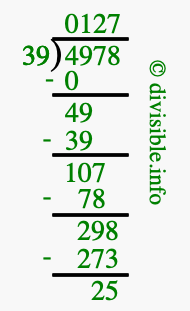 4978 divided by 39 using long division