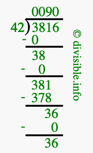 3816 divided by 42 using long division
