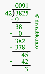 3825 divided by 42 using long division