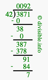 3871 divided by 42 using long division