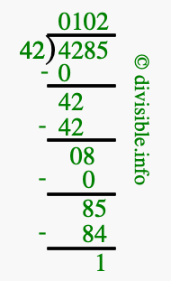 4285 divided by 42 using long division