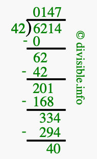 6214 divided by 42 using long division
