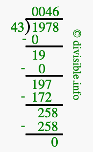 1978 divided by 43 using long division