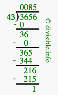 3656 divided by 43 using long division