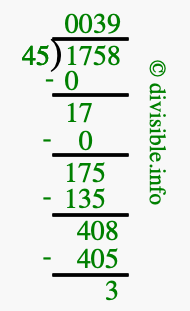 1758 divided by 45 using long division