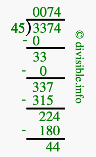 3374 divided by 45 using long division