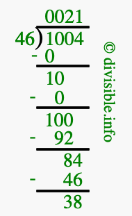 1004 divided by 46 using long division