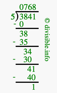 3841 divided by 5 using long division